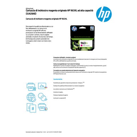 Cartuccia Inkjet HP 963XL magenta  3JA28AE
